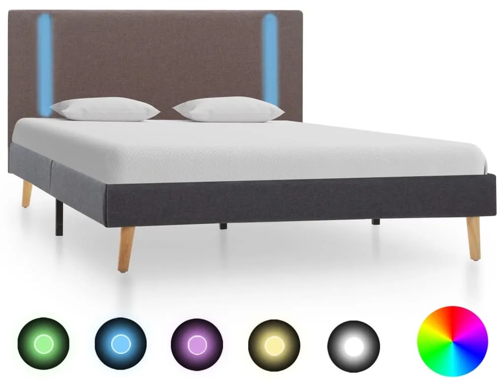 vidaXL Estrutura cama LED 120x200 cm tecido cinza acastanhado e escuro