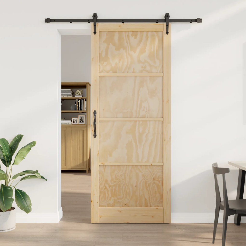 Porta Deslizante vidaXL com Conjunto de Ferragens 93x232 cm Madeira de Pinho Maciça