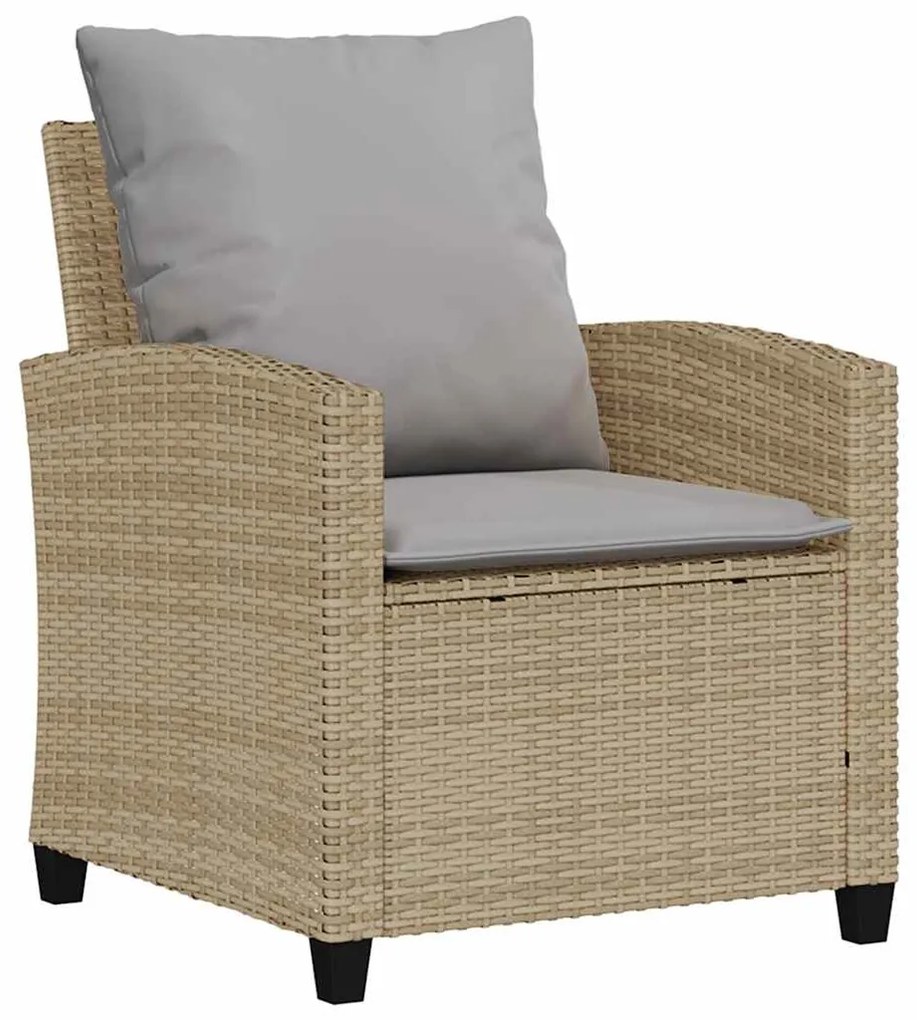 6 pcs conjunto de sofás p/ jardim com almofadões vime PE bege