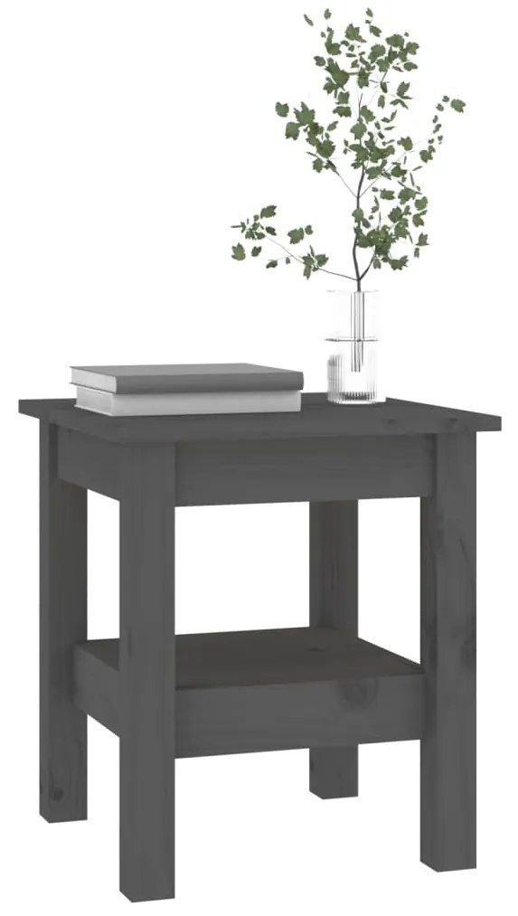 Mesa de centro 35x35x40 cm madeira de pinho maciça cinzento