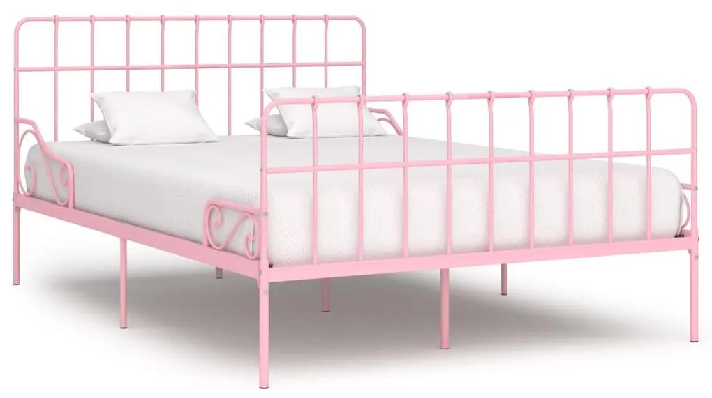 Estrutura de cama com estrado de ripas 160x200 cm metal rosa
