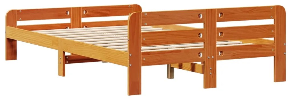 Cama sem colchão 135x190 cm madeira pinho maciça castanho-mel