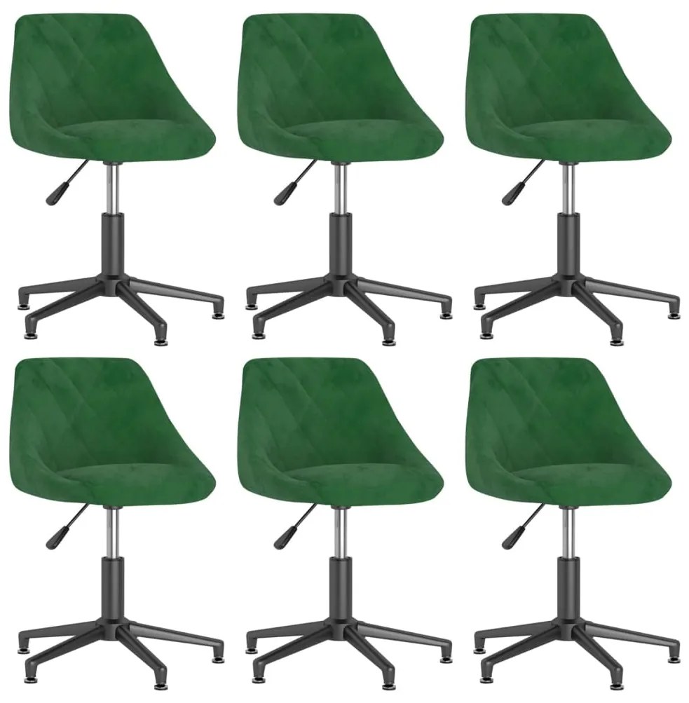 vidaXL Cadeiras de jantar giratórias 6 pcs veludo verde-escuro
