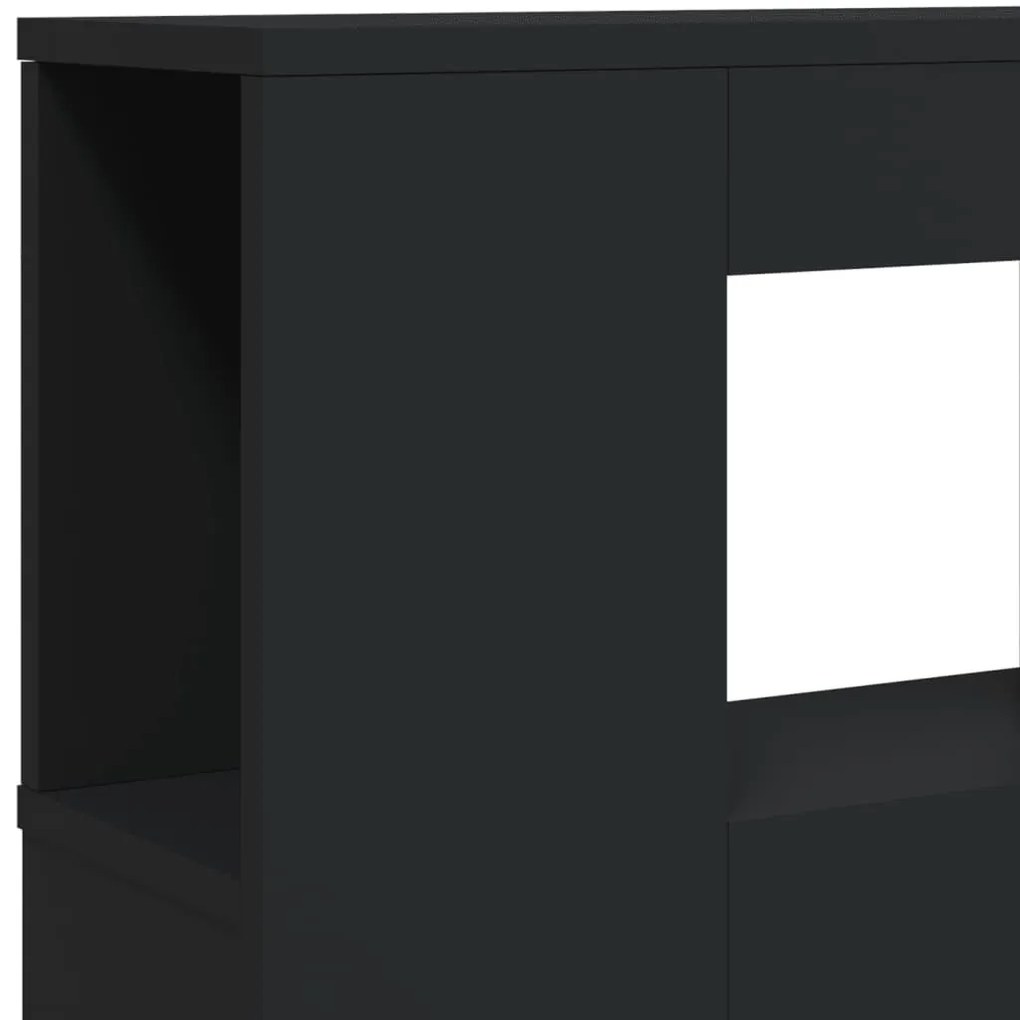 Cabeceira cama c/ LEDs 220x18,5x103,5 cm deriv. madeira preto