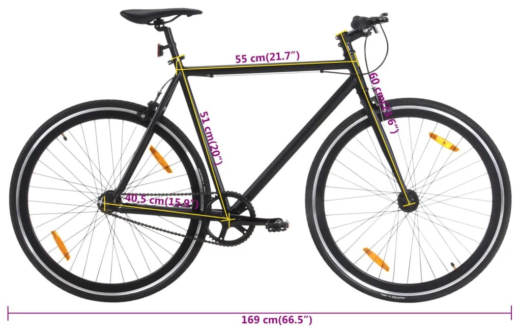 Bicicleta de mudanças fixas 700c 51 cm preto