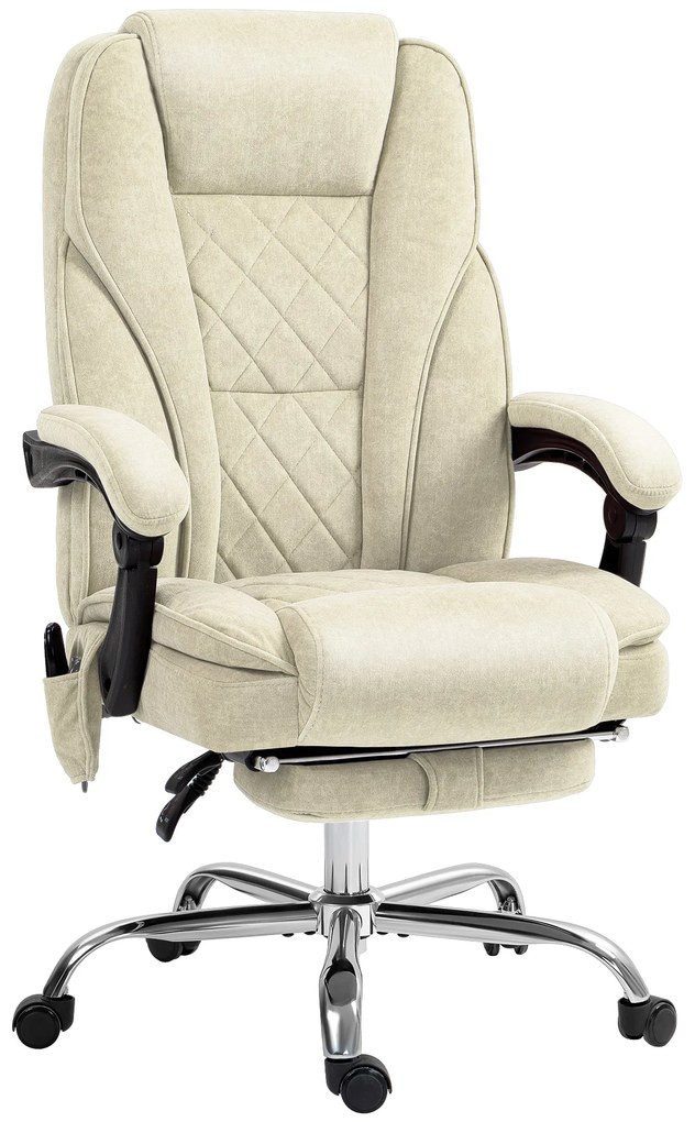 Vinsetto Cadeira de Escritório Massageadora e Aquecida Altura Ajustável Encosto Inclinável Controle Remoto Apoio para Os Pés Bege | Aosom Portugal