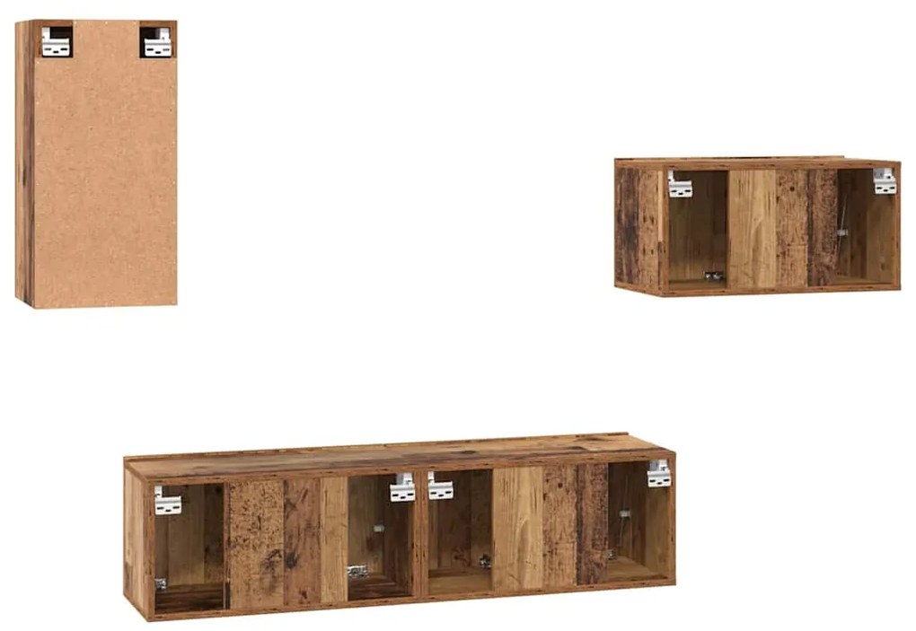 Conjunto de móvel de TV 4 pcs Madeira antiga 30.5 x 30 x 60 cm