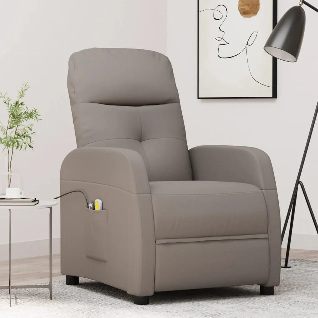 3073614 vidaXL Poltrona de massagens elétrica reclinável tecido cinza-acast.