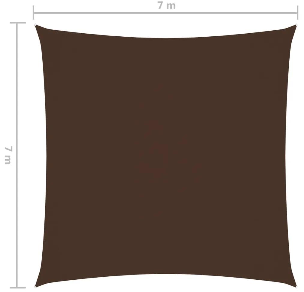 Para-sol estilo vela tecido oxford quadrado 7x7 m castanho