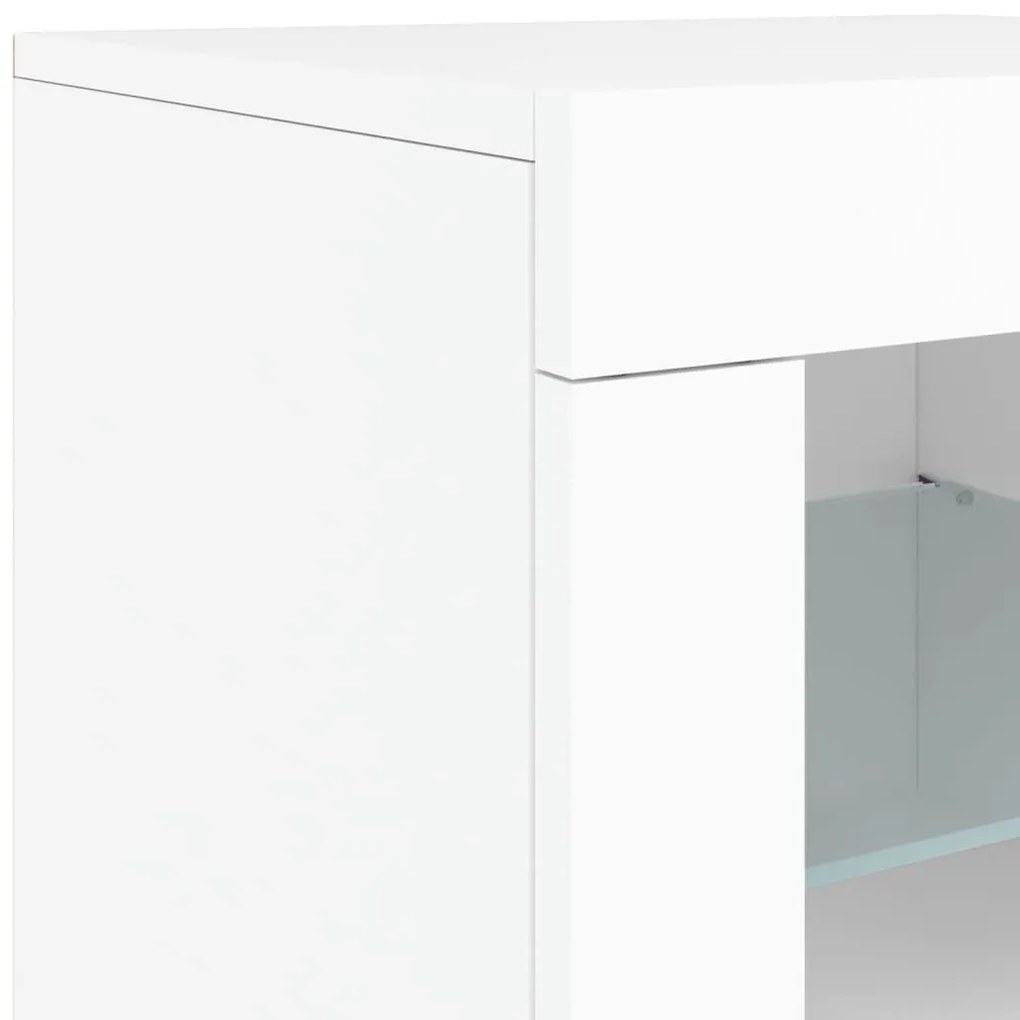 Aparador com luzes LED 202x37x67 cm branco