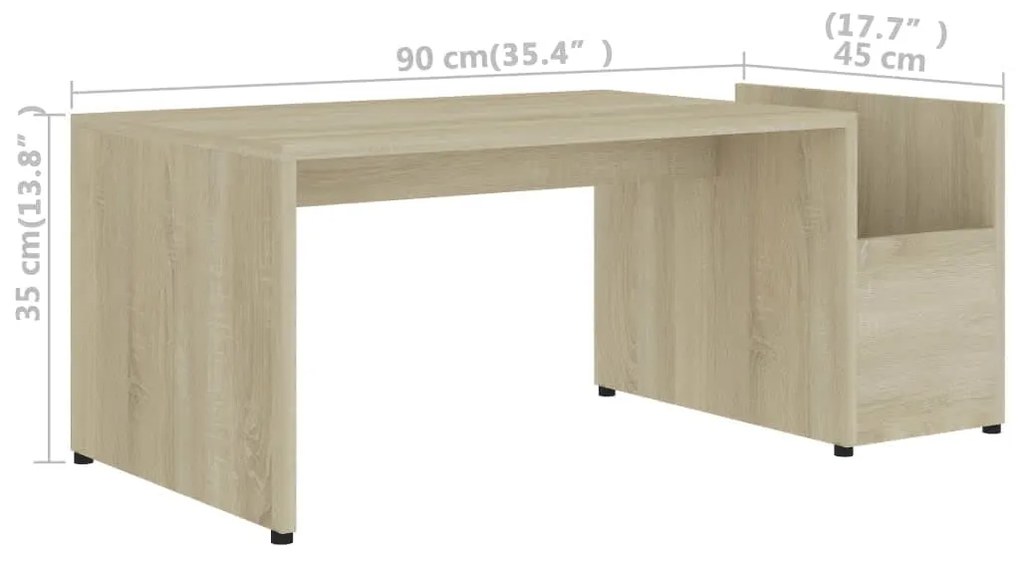 Mesa de centro 90x45x35 cm derivados de madeira carvalho sonoma