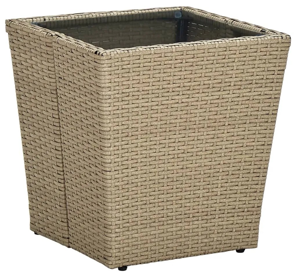 3 pcs conjunto de bistrô com almofadões vime PE/vidro bege