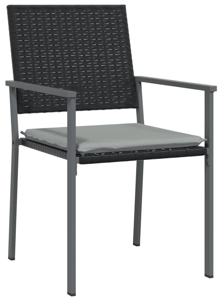 Cadeiras jardim c/ almofadões 2 pcs 54x62,5x89 cm vime PE preto