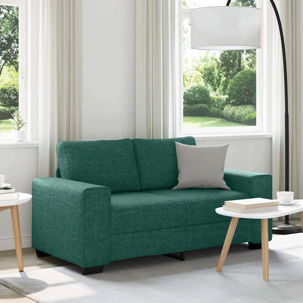 Sofá de 2 lugares 120 cm tecido verde-escuro