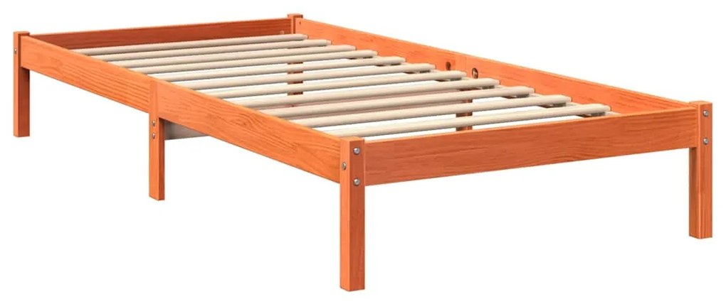 Cama com estante sem colchão 75x190cm pinho maciço castanho-mel