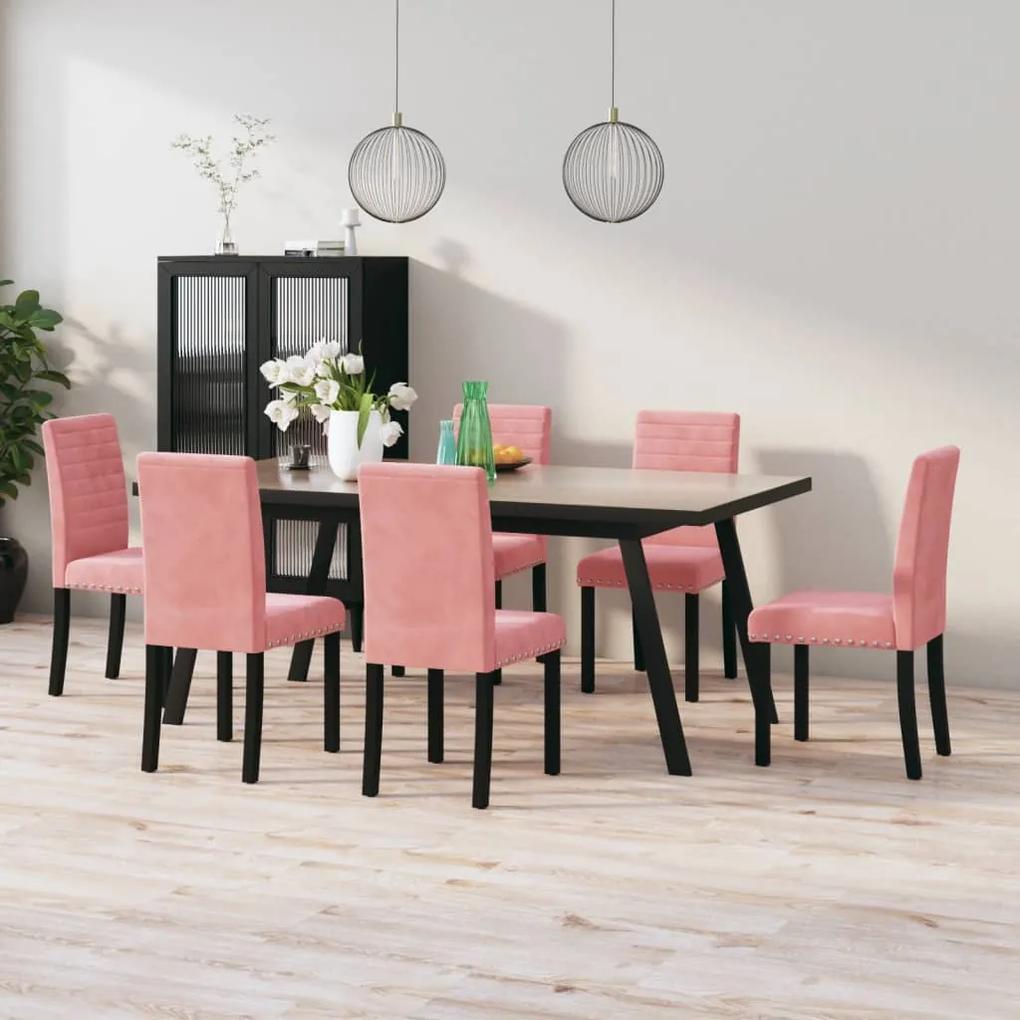 3080135 vidaXL Cadeiras de jantar 6 pcs veludo rosa