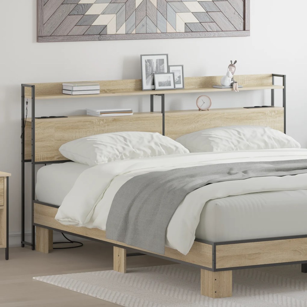 Cabeceira de armazenamento Carvalho sonoma 200 cm