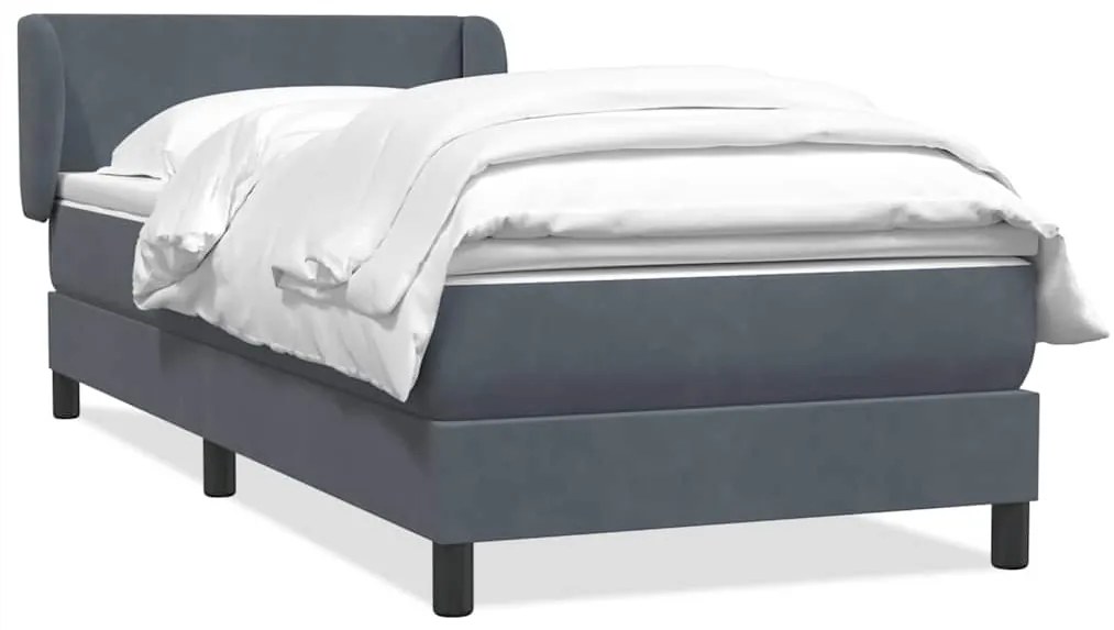 Cama com molas/colchão cinza-escuro 90x210 cm veludo