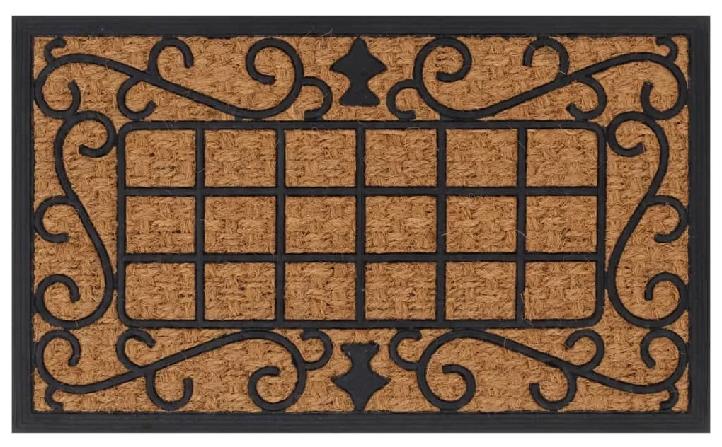 vidaXL Tapete de porta retangular 45x75 cm borracha e fibra de coco