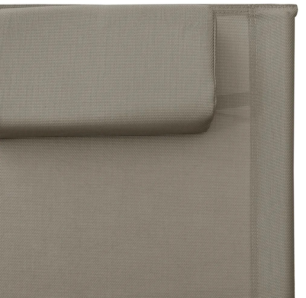 Espreguiçadeiras 2 pcs textilene cinza-acastanhado e cinzento