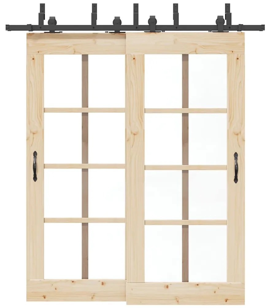 Kit de ferragens para porta deslizante 200 cm aço preto