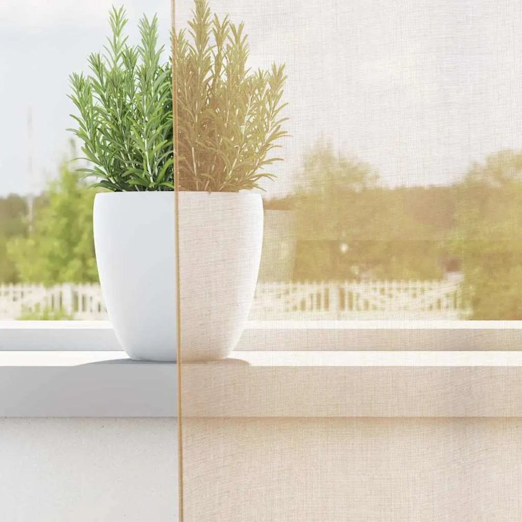 Cortinas de voile com bolsos para varão 2 pcs areia