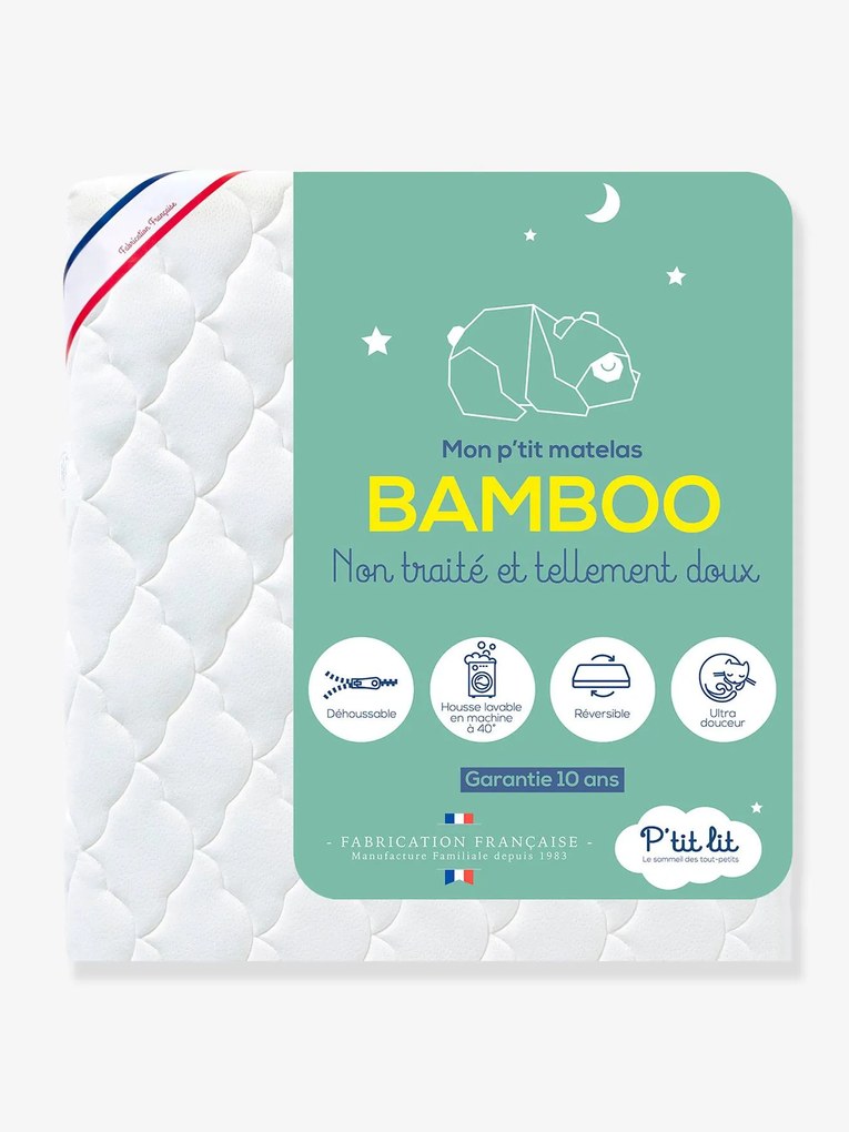 Colchão Bamboo, para bebé, sem tratamento, capa amovível branco