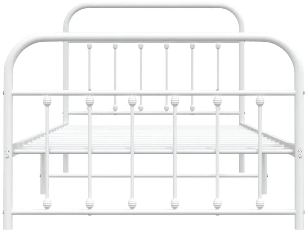 Estrutura de cama com cabeceira e pés 107x203 cm metal branco
