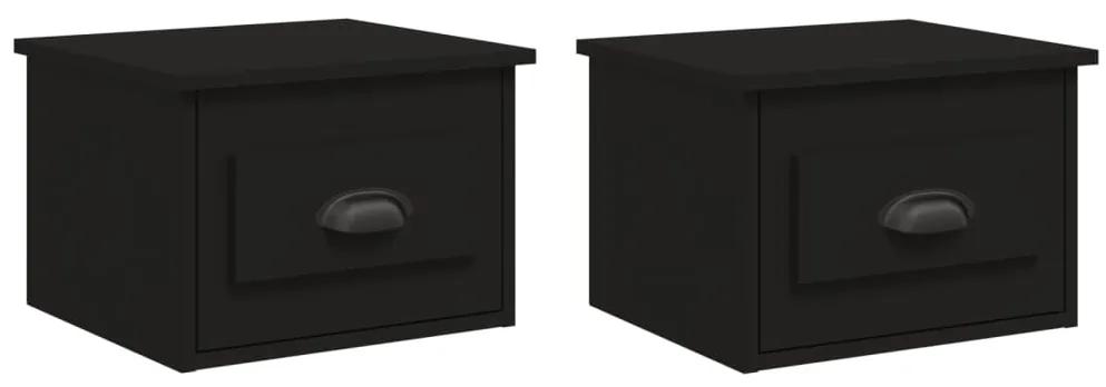 Mesas de cabeceira de parede 2 pcs 41,5x36x28 cm preto