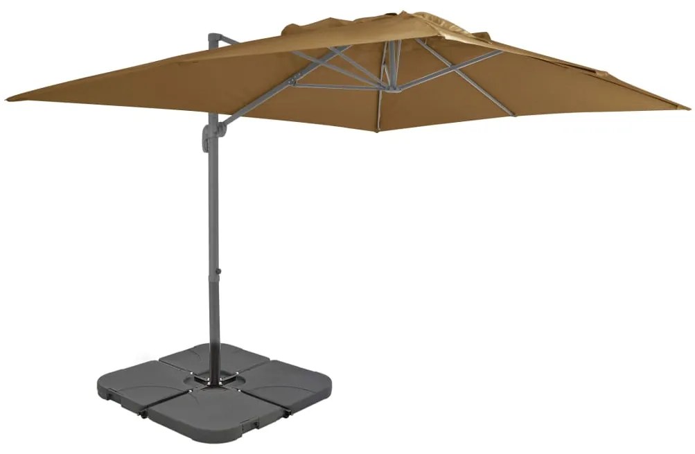 Guarda-sol de jardim com base portátil cinzento-acastanhado