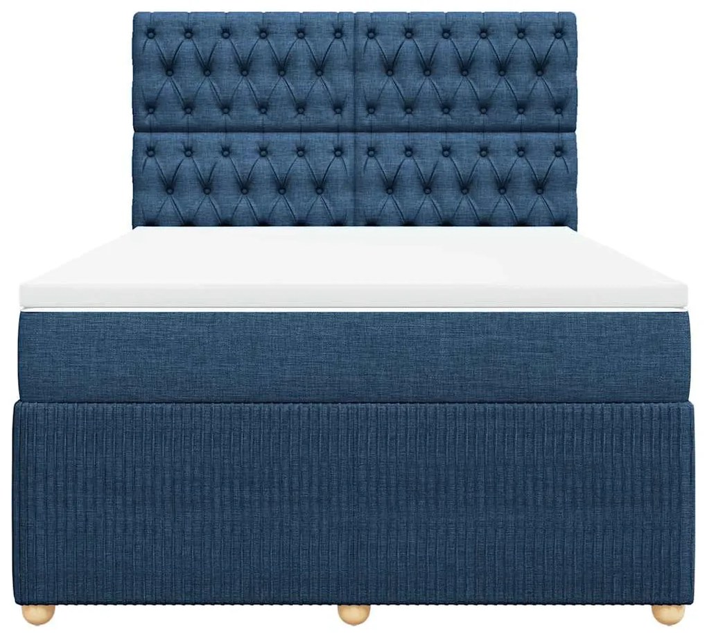 Cama com molas/colchão 140x200 cm tecido azul