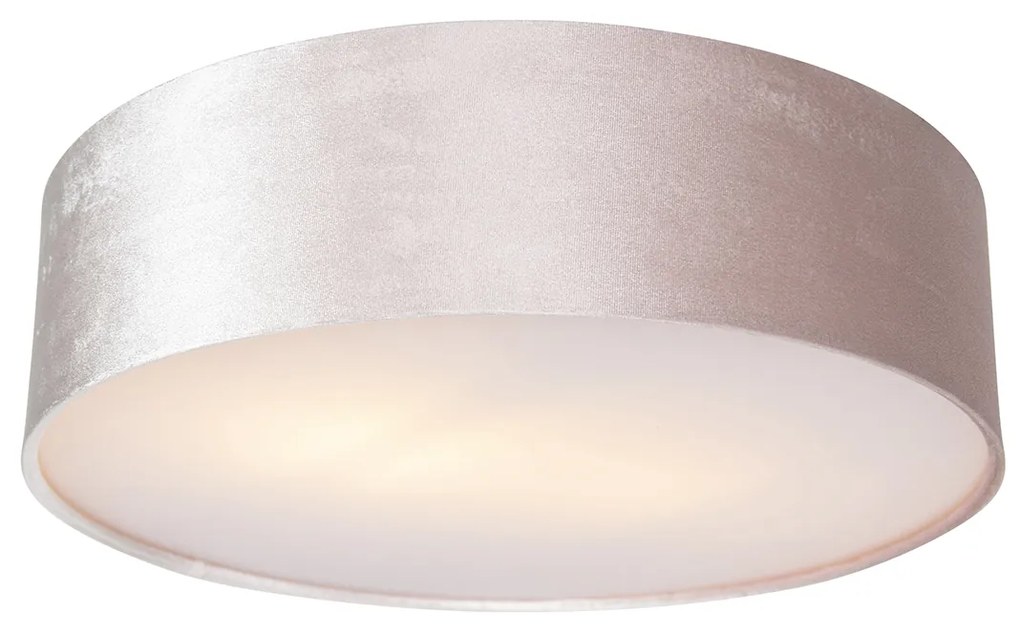 Candeeiro de teto moderno rosa 40 cm com interior dourado - Drum Moderno