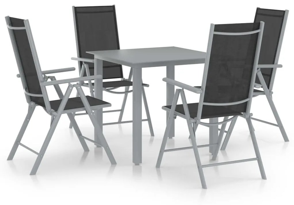 vidaXL 5 pcs conjunto jantar para jardim alumínio prateado e preto