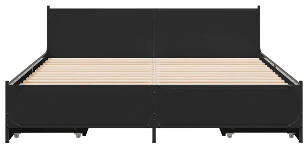 Estrutura cama c/ gavetas 120x190 cm derivados de madeira preto
