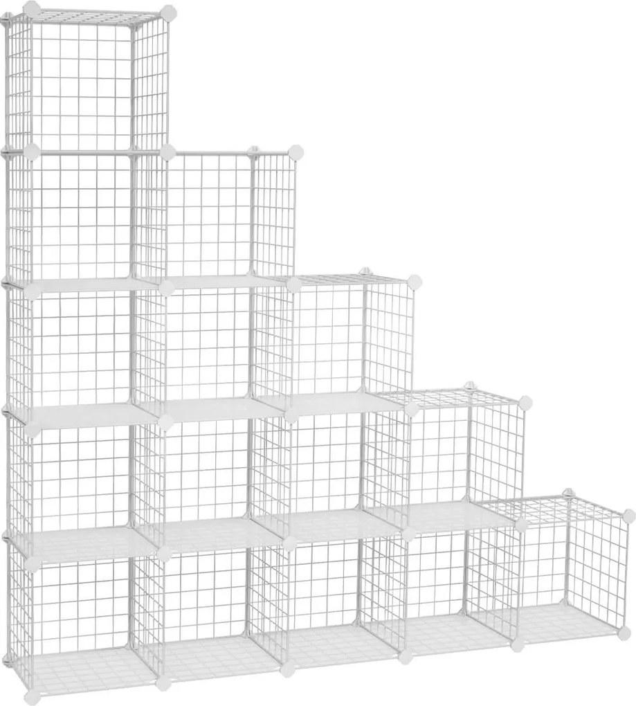 Armario de encaixe Plástico 16 cubos de grelha 123 x 31 x 123 cm branco