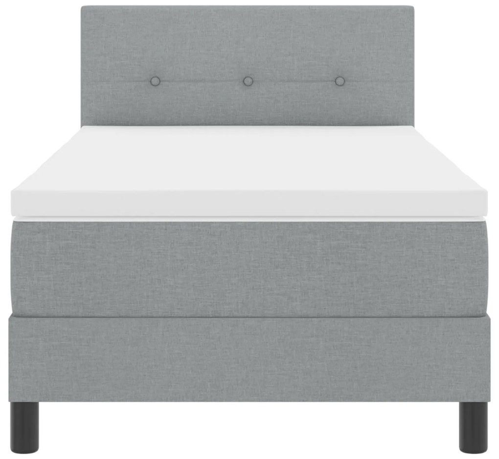 Cama Box com Colchão Cinza Claro 90x200 cm Tecido