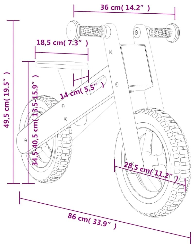 Bicicleta de equilíbrio para crianças com estampa azul