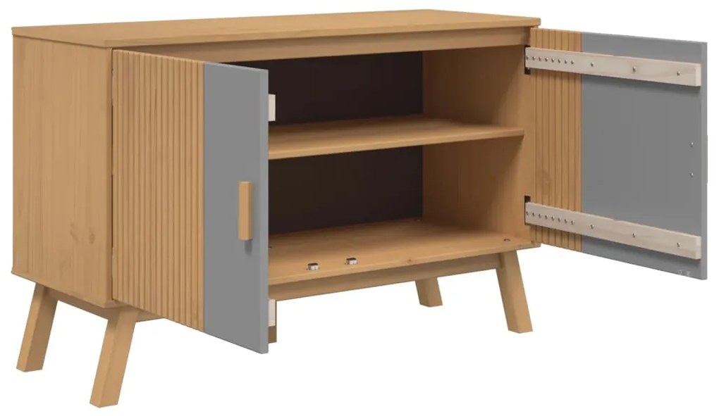 Aparador OLDEN 114x43x73,5 cm pinho maciço cinzento e castanho