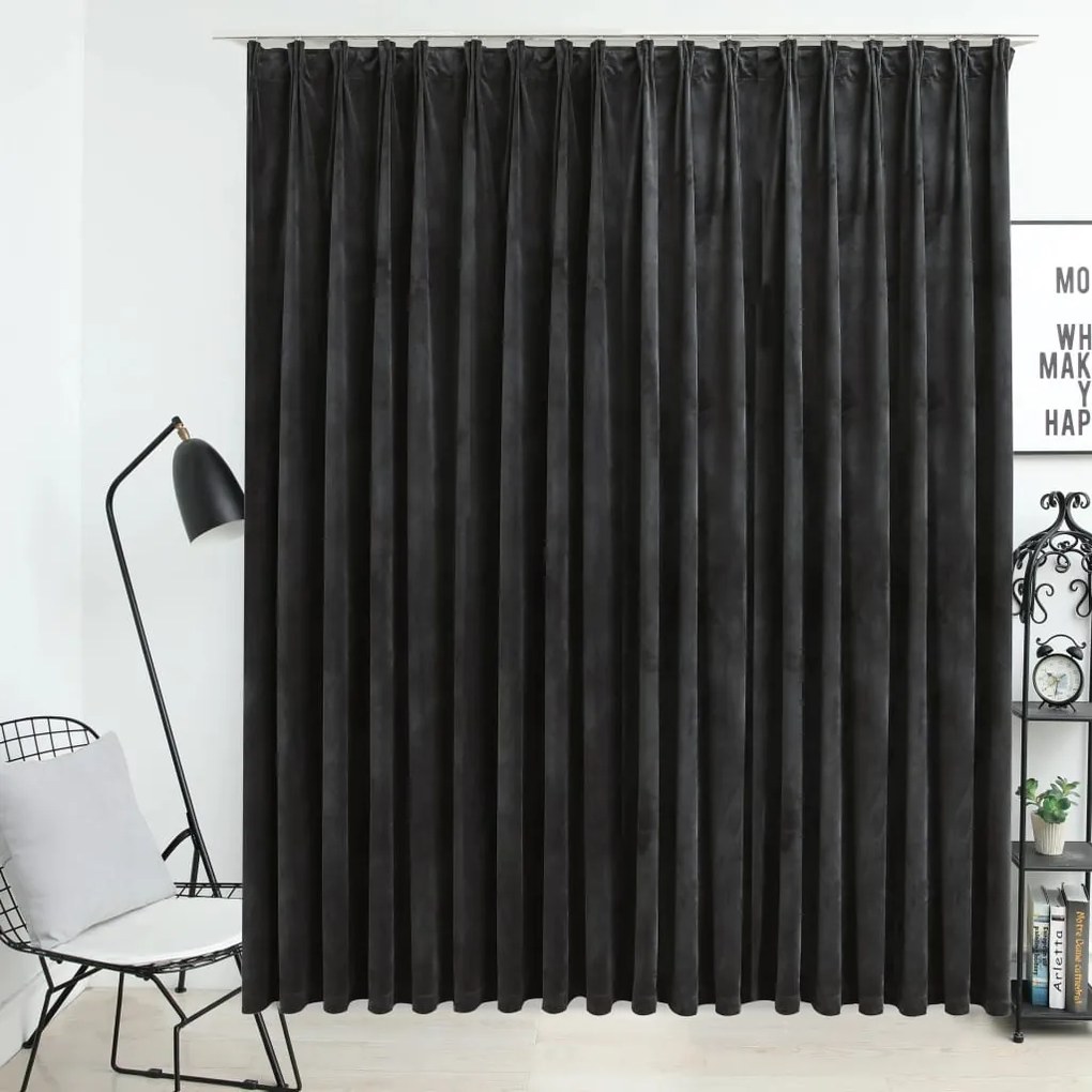 134503 vidaXL Cortina blackout com ganchos 290x245 cm veludo antracite