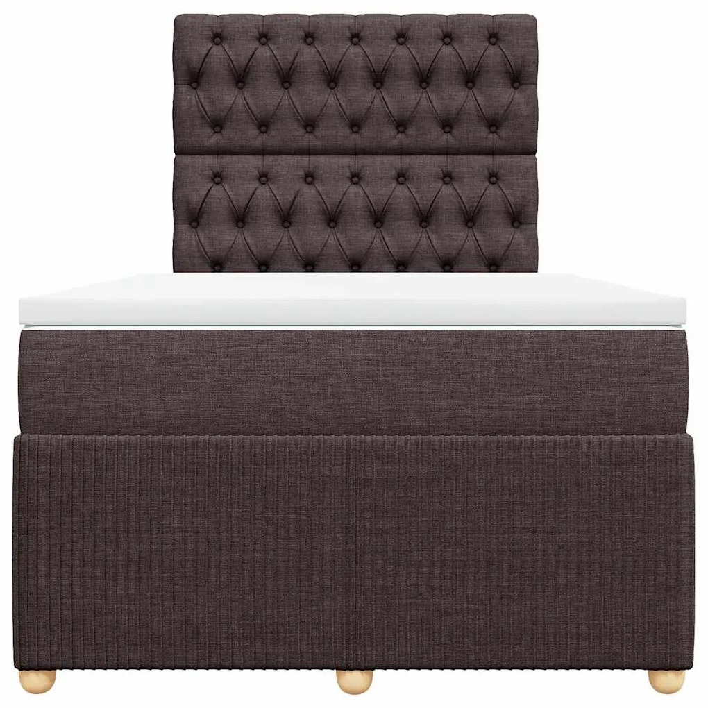 Cama boxspring com colchão 120x190 cm tecido castanho-escuro
