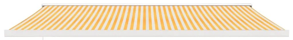 Toldo retrátil 5x3 m tecido e alumínio amarelo e branco