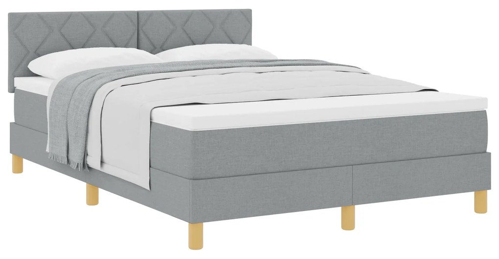 Cama Box Spring com Colchão Cinza Claro 140x200 cm Tecido