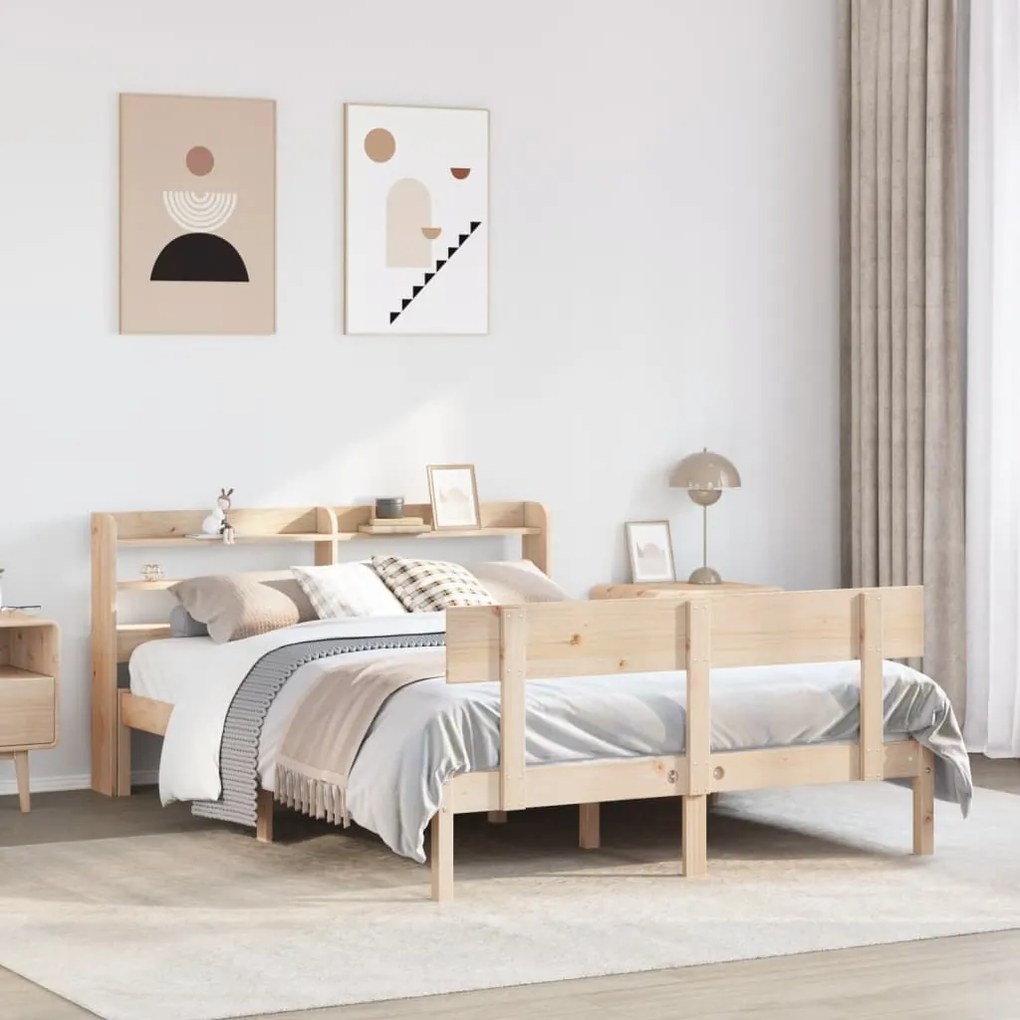 vidaXL Cama sem colchão 135x190 cm madeira de pinho maciça