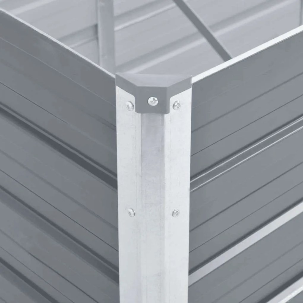 Canteiro elevado de jardim 400x80x77cm aço galvanizado cinzento