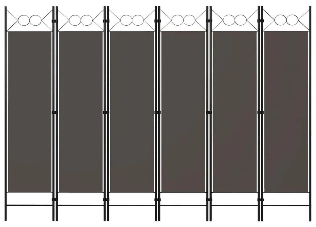 vidaXL Divisória/biombo com 6 painéis 240x180 cm antracite