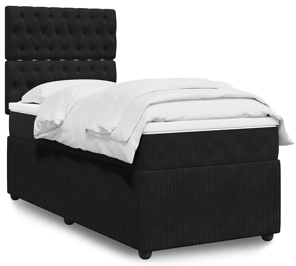 vidaXL Cama com molas/colchão 80x200 cm veludo preto