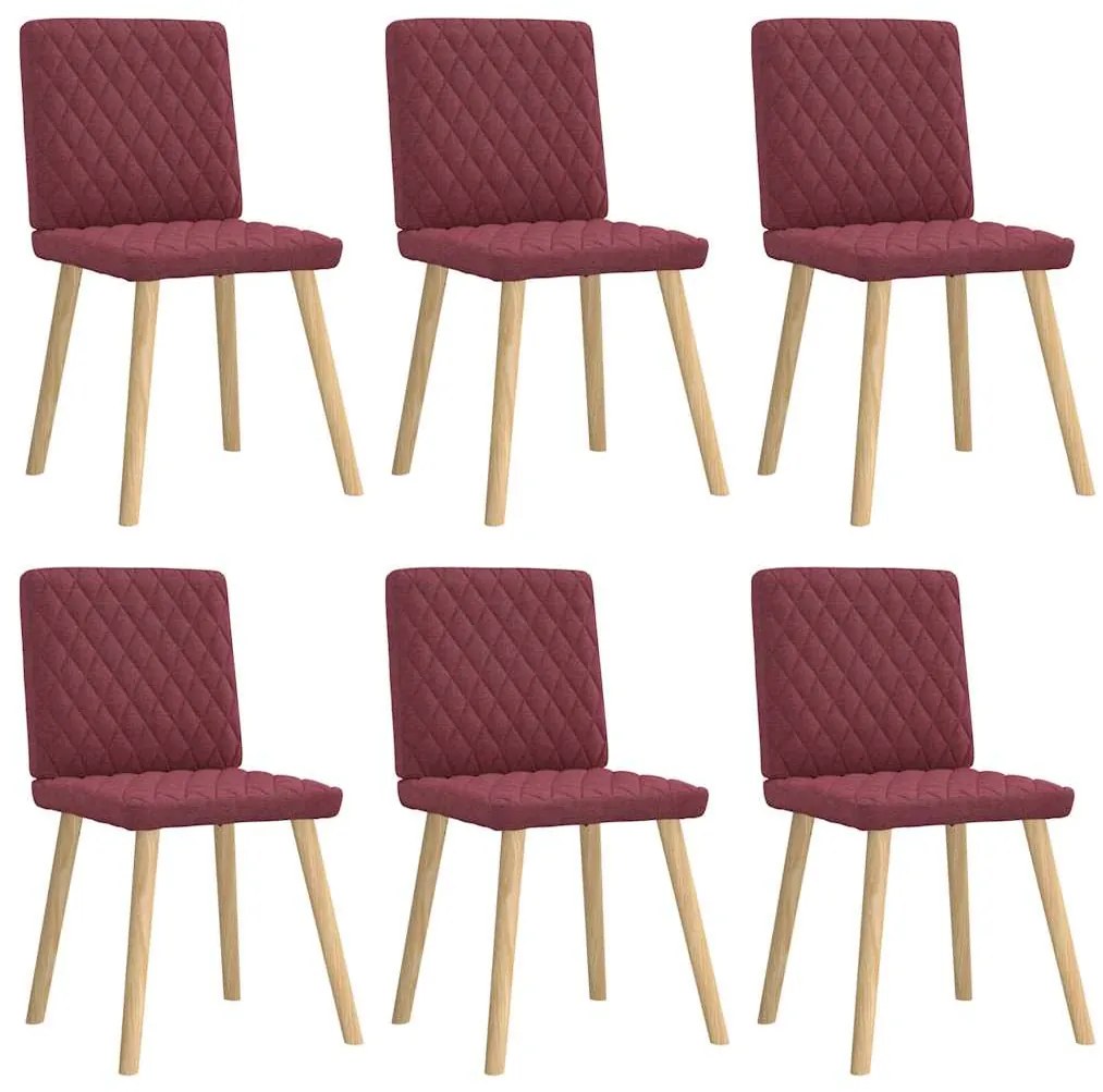 Cadeiras de jantar 6 pcs tecido vermelho-tinto