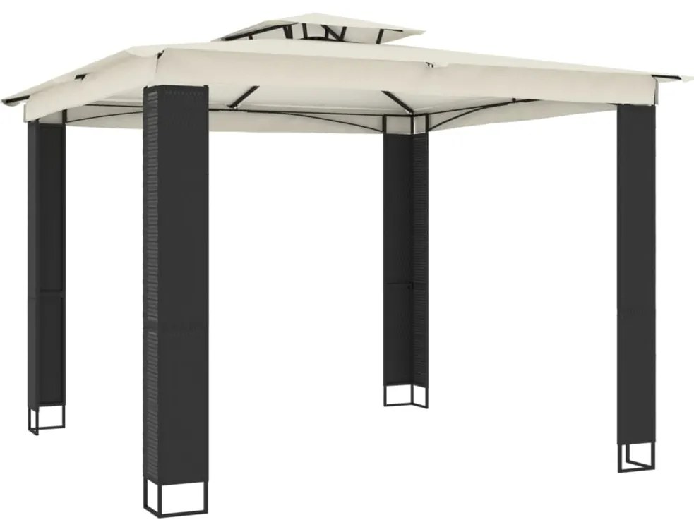 Gazebo com telhado duplo 2,94x2,94 m aço creme