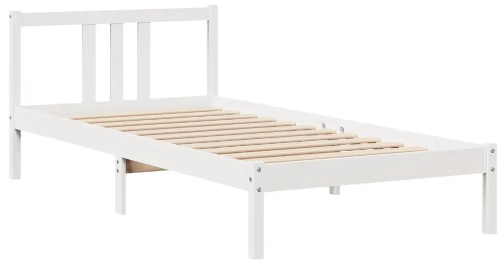 Estrutura de cama com cabeceira 90x200 cm pinho maciço branco