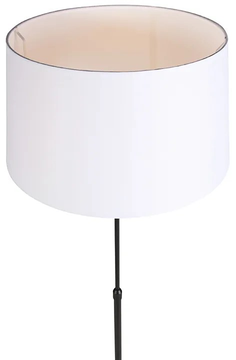 Candeeiro de pé preto com cúpula de linho branco 45 cm ajustável - Parte Design,Moderno